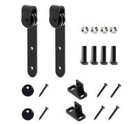 FUANA Kit de quincaillerie pour porte de grange coulissante pour armoire - Super mini système de rail avec rouleaux lisses, guide de fente sans plancher, capacité de 31,8 kg, serrure de porte en acier