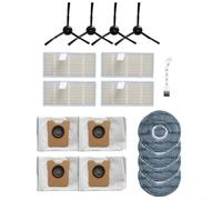 FUANA Kit de remplacement de 17 pièces pour aspirateur robot Eufy Omni C20, 4 sacs à poussière, 4 lingettes serpillères, 4 filtres HEPA, 4 brosses latérales et 1 brosse de nettoyage pour l'entretien