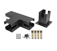 FUANA Kit de support de pergola en acier pour supports en T noirs robustes et supports droits avec vis 4 x 4
