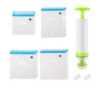 FUANA Lot de 10 sacs d'emballage sous vide réutilisables avec pompe à main pour le stockage des aliments, économie d'espace et conservation hermétique pour fruits, légumes, viande, matériau PA + PE