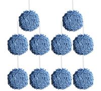 FUANA Lot de 10 serviettes absorbantes à suspendre, peluche chenille à séchage rapide pour cuisine ou salle de bain, design doux, 17,2 cm, accessoires blancs, gris, bleu brouillard