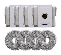 FUANA Lot de 12 pièces de rechange pour aspirateur pour Deebot T30 Pro, Omni, T30 Max - Comprend 4 serpillères et 8 sacs à poussière