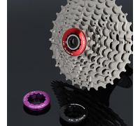 FUANA Lot de 2 anneaux de verrouillage de cassette de vélo pour cassettes 11T, alliage d'aluminium 7075, précision CNC, anodisé, antidérapant, léger, haute résistance, noir, rouge, violet