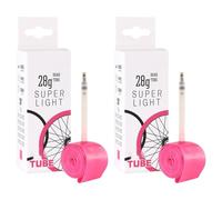 FUANA Lot de 2 chambres à air ultralégères pour vélo de route 700 x 18-32C pour valve Presta 45/65/85 mm, matériau TPU, buse renforcée, kit de réparation de vélo rose