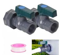 FUANA Lot de 2 dérivateurs de pluie en PVC avec robinet anti-fuite, joint et ruban PTFE pour installation de réservoir