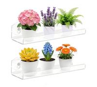 FUANA Lot de 2 étagères murales en acrylique transparent de 30,5 cm avec ventouses, pour herbes d'intérieur, cosmétiques, cadres photo et petits décors