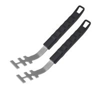 FUANA Lot de 2 lève-grilles de barbecue en acier inoxydable et plastique PP avec poignée résistante à la chaleur pour un retrait sûr de la grille, 27,5 x 3,5 cm, noir et argent