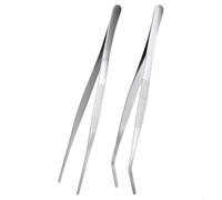 FUANA Lot de 2 pinces à épiler en acier inoxydable de précision de 25 cm pour barbecue, grill, placage des desserts et servir pour les pâtes et les salades (30 cm)