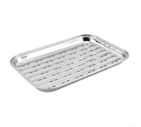 FUANA Lot de 2 plaques de cuisson en acier inoxydable avec trous pour cuire à la vapeur et griller - Batterie de cuisine de camping durable et légère pour pique-nique en plein air, argent, 34,5 x 24,2