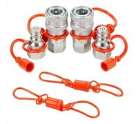 FUANA Lot de 2 raccords hydrauliques à connexion rapide 1/2 et 1/4" NPT ISO7241-A en acier au carbone avec capuchons anti-poussière pour la construction agricole, l'exploitation forestière haute