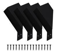 FUANA Lot de 2 supports de pergola en fer robuste à 45 degrés pour poteaux en bois de 5 x 10 cm, connecteurs de support d'angle noirs