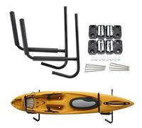 FUANA Lot de 2 supports muraux pour kayaks, canoës, supports de rangement pour bateaux gonflables, planches de surf, 42 x 38 cm, serrure de porte noire