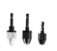FUANA Lot de 3 adaptateurs de mandrin à tige hexagonale de 6,35 mm à changement rapide pour perceuse électrique, HSS, poignée stable à 3 mâchoires