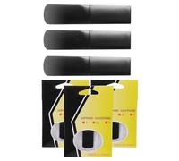 FUANA Lot de 3 anches synthétiques pour saxophone alto, ténor soprano et clarinette, force 1,5/2,0/2,5, matériau en résine avec résistance à l'humidité et housses de protection pour saxophone soprano