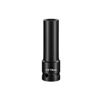 FUANA Lot de 4 clés à douille 1/2" en acier au chrome vanadium pour clé électrique CA, clé au lithium, outil pneumatique, 8/10/12/13 mm, noir, 4 pièces