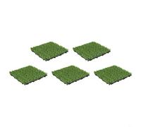 FUANA Lot de 5 dalles de gazon artificiel emboîtables en polyéthylène et polypropylène auto-drainantes pour jardin, terrasse, 30 x 30 cm
