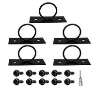 FUANA Lot de 5 supports de corde en acier inoxydable pour anneau de serrage - Plaque oblongue noire en forme de U - Agrafes robustes en forme de U pour boucle avec vis pour garde-corps, quais