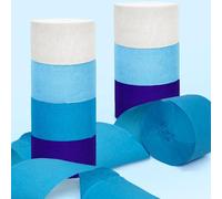 FUANA Lot de 8 rouleaux de ruban de papier crépon pour décoration d'anniversaire, mariage et fête - 4,5 cm x 25 m - Bleu