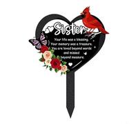 FUANA Marqueur funéraire en métal imperméable pour papa, plaque commémorative en forme de cœur pour cimetière, pelouse, décoration funéraire d'extérieur pour hommage en fer (sœur)