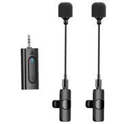 FUANA Microphone cravate sans fil pour appareils photo, téléphones, ordinateurs portables - Portée de transmission de 30 m, audio numérique 16 bit-16 kHz, câble d'écouteur rechargeable