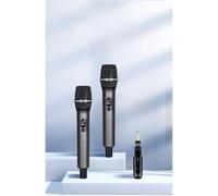 FUANA Microphones sans fil pour karaoké, double poche 2,4 G avec récepteur rechargeable, autonomie de 10 à 11 h, construction ABS, pour câble d'écouteur professionnel