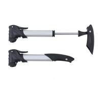 FUANA Mini pompe à vélo portable pour gonflage haute pression, double valve (Schrader & Presta), barillet en acier inoxydable, télescopique 21-28 cm, 115 g, argent