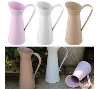 FUANA Mini pot à fleurs en fer, vase décoratif pour la maison et le bureau, 20 x 8,5 cm, pour fleurs séchées ou en soie, style pastoral rustique, serrure de porte blanche