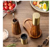 FUANA Moulin à poivre réglable en bois pour cuisine et salle à manger | Moulin à poivre manuel réglable et distributeur d'assaisonnement en bois massif construction antidérapante cuisine épices