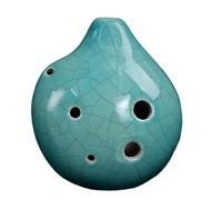 FUANA Ocarina Alto Do 6 trous en céramique avec vernis craquelé de glace, artisanat en forme de bouteille bleue pour musique folklorique, trou pour cordon inclus