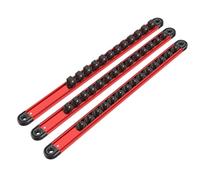 FUANA Organiseur de douilles pivotant à 360° avec support de rail à clips de 6,35 mm, support en aluminium et clips en nylon, support mural pour outils de garage, noir et rouge, 3 pièces