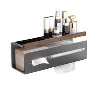 FUANA Organiseur de salle de bain multifonction avec gobelet à dents et porte-mouchoirs, montage mural pour comptoirs encombrés (gris)