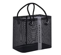 FUANA Organiseur portable en maille pour salle de bain et voyage, à séchage rapide, articles de toilette, gel douche, shampooing, pliable, avec poignée rembourrée, noir/blanc, 26 x 18 x 2 cm