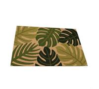 FUANA Paillasson robuste en fibre de coco antidérapant avec motif de feuilles vertes, 61 x 91 cm, tapis de bienvenue d'extérieur pour terrasse