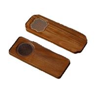 FUANA Plateau à thé en bois de noyer massif avec design de drainage pour brassage à sec, fabriqué à la main, style fenêtre Suzhou, marron, 42 x 15 cm, accessoires