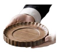 FUANA Plateau à thé en noyer noir d'Amérique du Nord, 36 x 13,6 cm, planche de service en bois massif avec motif marguerite sculptée, accessoires de style rétro de luxe léger marron