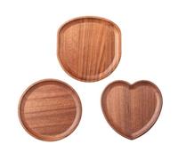 FUANA Plateau de service en bois pour thé, dîner, fruits et charcuterie - Plateau en bois massif marron, 21 x 20,5 cm à 22 x 22 cm, durable et polyvalent pour la maison, le restaurant ou les fêtes