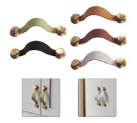 FUANA Poignées d'armoire en cuir pour meubles modernes, espacement des trous de 128 mm, cuir imperméable avec base en alliage de zinc, pour armoires, tiroirs, commodes, serrure de porte orange/marron