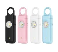 FUANA Porte-clés de sécurité personnelle rechargeable avec buzzer de 130 dB et lumière stroboscopique SOS, pour filles, enfants, personnes âgées, câble d'écouteur noir