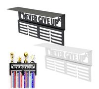 FUANA Porte-médailles mural pour trophées et médailles, support en métal à 4 niveaux avec étagère, capacité de 64 ans, pour serrure de porte murale blanche ou noire