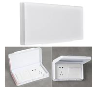 FUANA Prise de courant murale d'extérieur étanche avec couvercle d'interrupteur à 2 groupes, indice IP66 pour une utilisation par tous les temps, boîtier en plastique, serrure de porte de 19,1 x 11,1