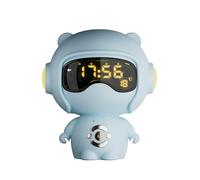 FUANA Réveil LED pour enfants avec 3 modes de veilleuse et son ambiophonique, joli design de dessin animé, 17 x 14 x 14 cm, pour câble d'écouteurs blanc/bleu/rose