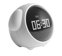 FUANA Réveil pour enfants avec veilleuse, commande vocale et affichage de la température - Luminosité réglable pour enfants, double alarme, pour câble d'écouteurs rose