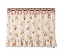 FUANA Rideau de four de cuisine de style rustique avec bordure en dentelle - Tissu polyester à motif floral rustique pour décoration de poignée de cuisinière, drapé facile à nouer - 76 x 55 cm (A)