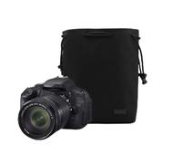 FUANA Sac à dos pour appareil photo numérique SLR et sans miroir avec tissu Oxford imperméable, doublure rembourrée douce, cordon de serrage, pour voyage, noir, taille M, noir