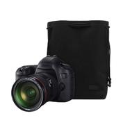 FUANA Sac à dos pour appareil photo numérique SLR et sans miroir avec tissu Oxford imperméable, doublure rembourrée douce, cordon de serrage, pour voyage, noir, taille L, noir
