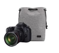 FUANA Sac à dos pour appareil photo numérique SLR et sans miroir avec tissu Oxford imperméable, doublure rembourrée douce, cordon de serrage, pour voyage, noir, taille L, gris