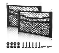 FUANA Sac de rangement en maille 3 couches 45 x 25 cm pour voiture, caravane, camion et bateau avec filet élastique pour bagages