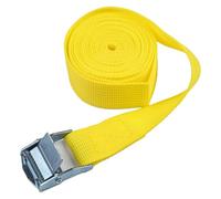 FUANA Sangle d'arrimage en nylon avec boucle à came - Sangle d'arrimage à dégagement rapide pour bagages et moto - 25 mm de large - 113,4 kg - Jaune