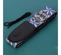 FUANA Sangle de guitare brodée réglable pour ukulélé acoustique basse électrique extra large en coton nylon PU 85-148 cm, compatible avec Folk Custom D