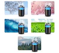 FUANA Sea Mountain Cloud Mist Diffuseur de désodorisant pour voiture avec batterie rechargeable USB-C 900 mAh, lumière d'ambiance LED, corps en aluminium, pour voiture, bureau, maison, noir